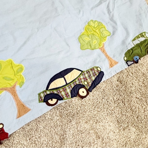 POTTERY BARN KIDS Set Of 2 Blue Car Appliqué Curtain Valance Lined 44” X 18” - Picture 4 of 8